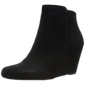J. Simpson Leather Black Suede Wedge Booties 6.5